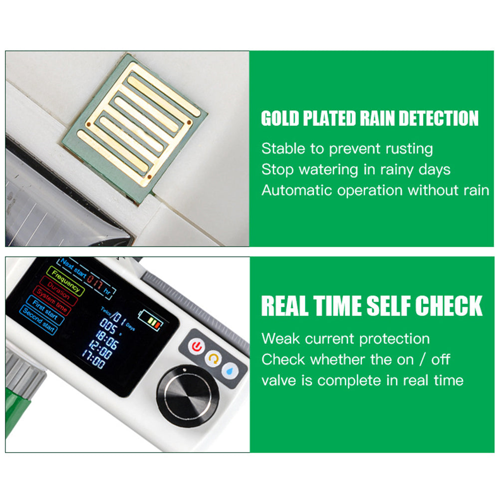 YUGE Dual-Head Connector Solar Automatic Irrigation Watering Timer for European Standard Hose YUGE Dual-Head Connector Solar Automatic Irrigation Watering Timer for European Standard Hose